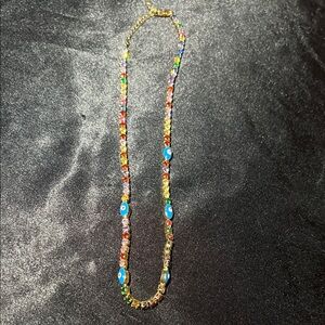 Colorful Tennis Necklace with Evil Eye Charms